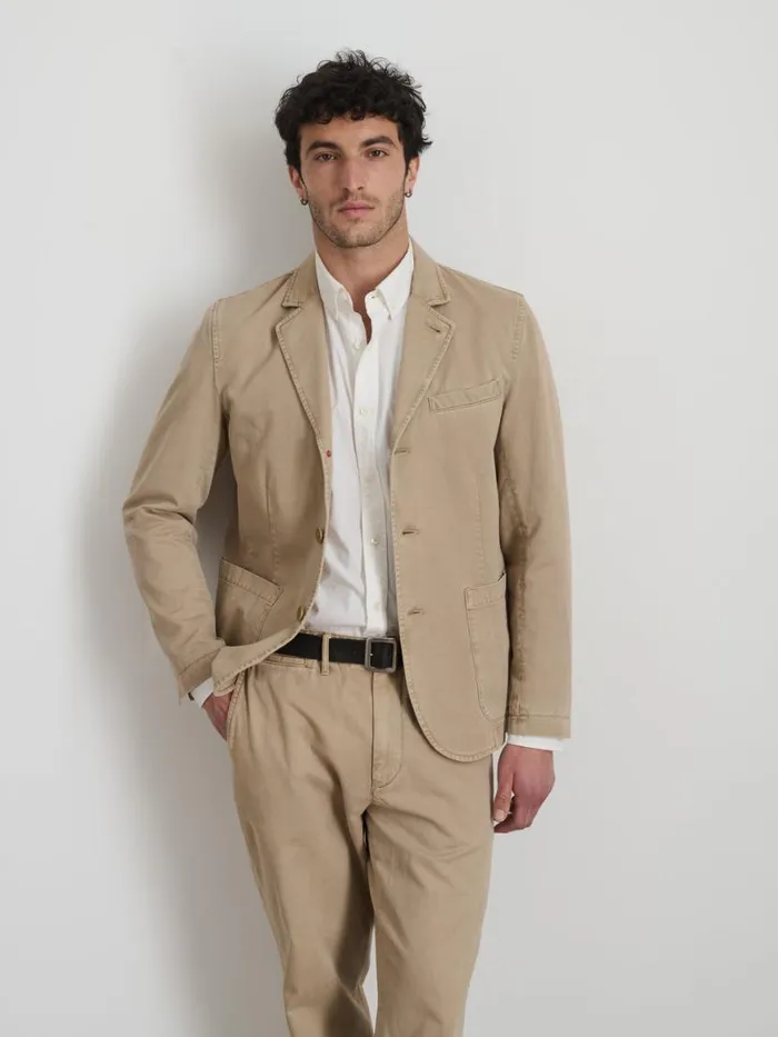 Alex Mill Mill Blazer In Vintage Wash Chino Faded Khaki Men Jackets Coats