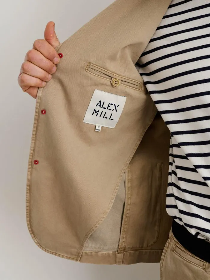 Alex Mill Mill Blazer In Vintage Wash Chino Faded Khaki Men Jackets Coats