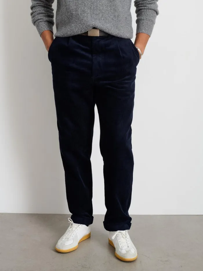 Alex Mill Standard Pleated Pant In Corduroy Dark Navy Men Pants