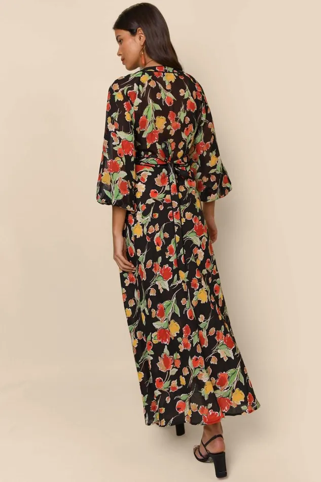 Ayla Fontainhas Floral Black Women RIXO Dresses Ayla Fontainhas Floral Black Women RIXO Dresses