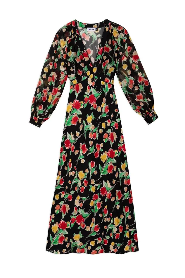 Ayla Fontainhas Floral Black Women RIXO Dresses Ayla Fontainhas Floral Black Women RIXO Dresses