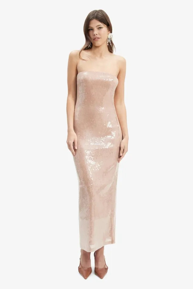 Bardot Party Dresses Women Launa Sequin Maxi Dress In Soft Tan Soft Tan Bardot Party Dresses Women Launa Sequin Maxi Dress In Soft Tan Soft Tan