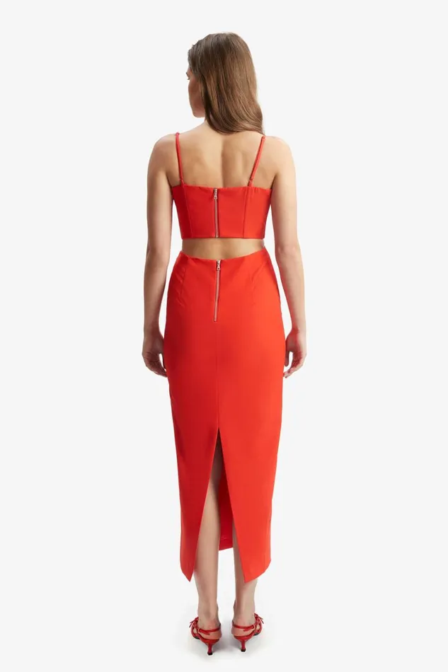 Bardot Party Dresses Women Martini Midi Dress In Fire Red Fire Red Bardot Party Dresses Women Martini Midi Dress In Fire Red Fire Red