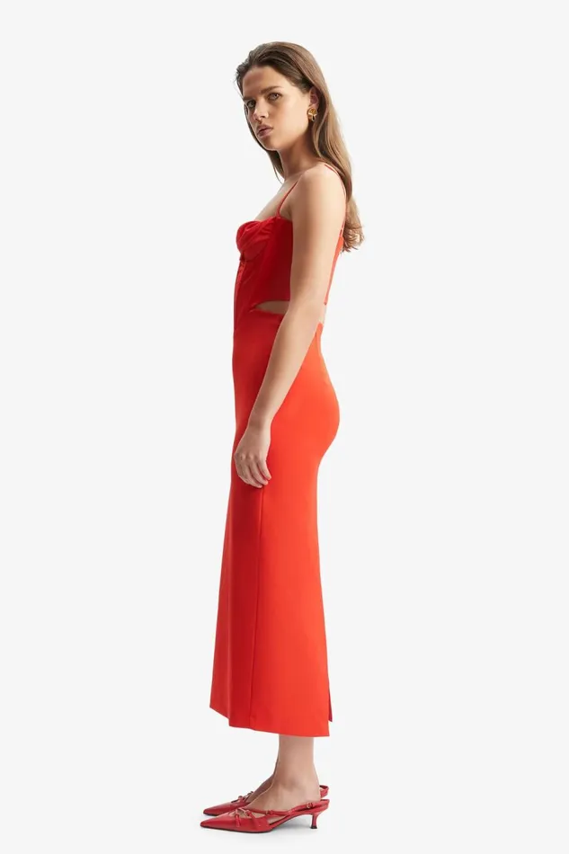 Bardot Party Dresses Women Martini Midi Dress In Fire Red Fire Red Bardot Party Dresses Women Martini Midi Dress In Fire Red Fire Red