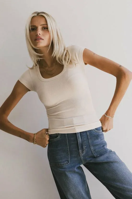 Bohme Freya Ribbed Top In Ecru Ecru Women Tees and Tanks