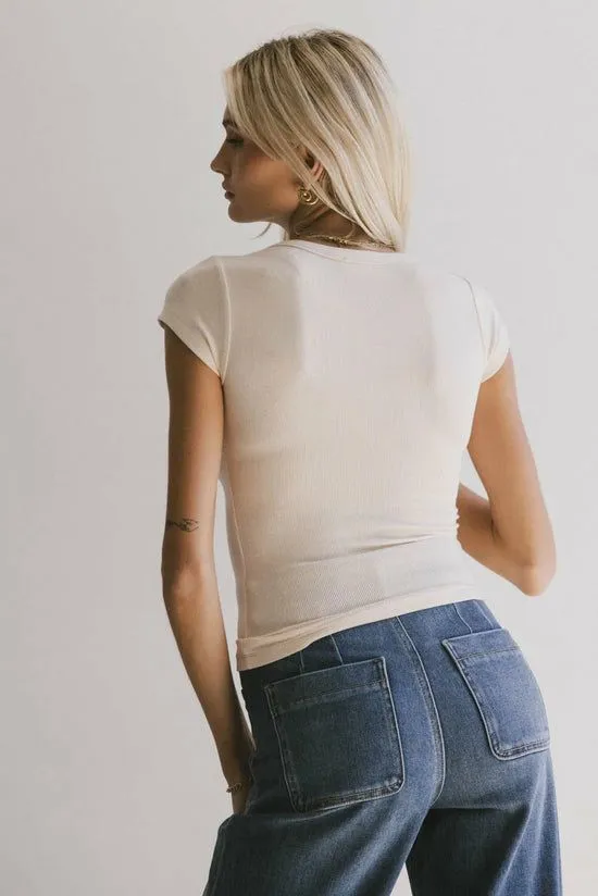 Bohme Freya Ribbed Top In Ecru Ecru Women Tees and Tanks