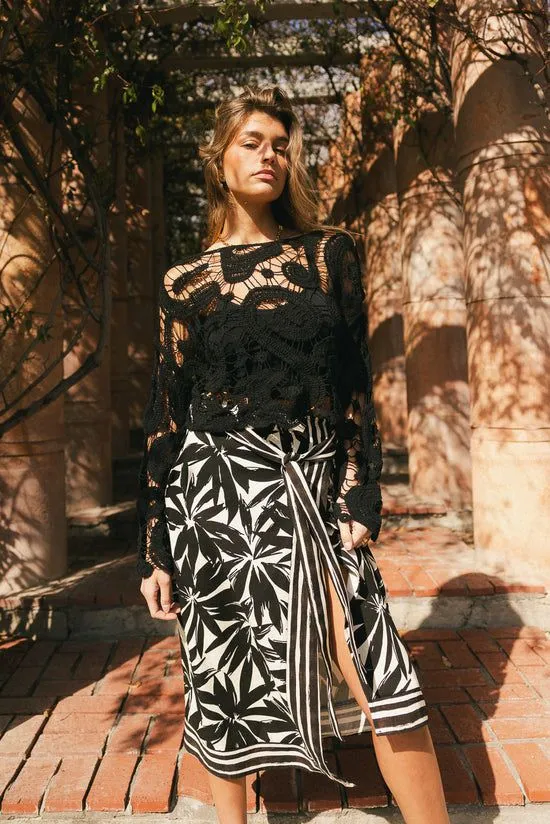 Bohme Gabriele Floral Wrap Skirt Black Women Skirts