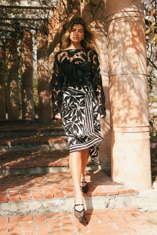 Bohme Gabriele Floral Wrap Skirt Black Women Skirts