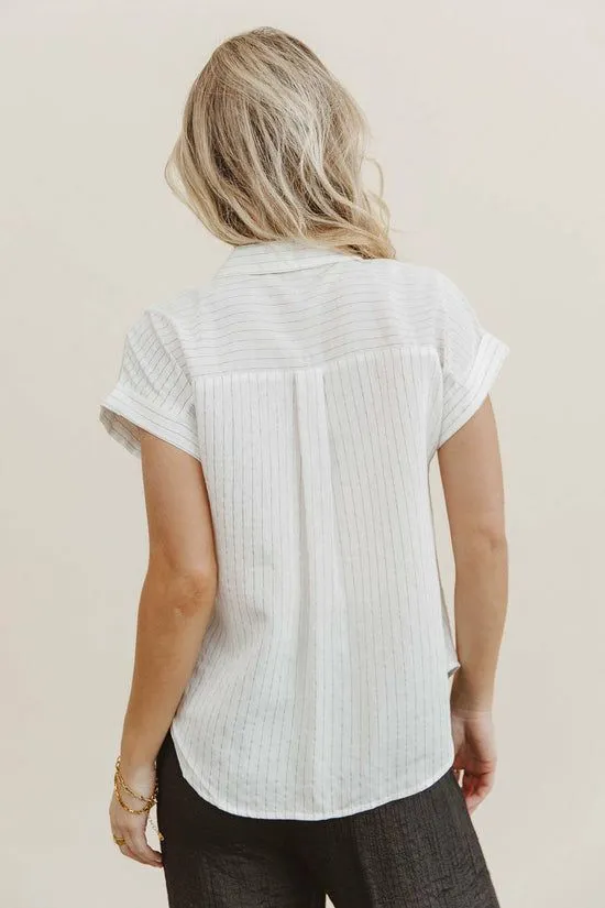 Bohme Kepner Pinstripe Top White Women Blouses