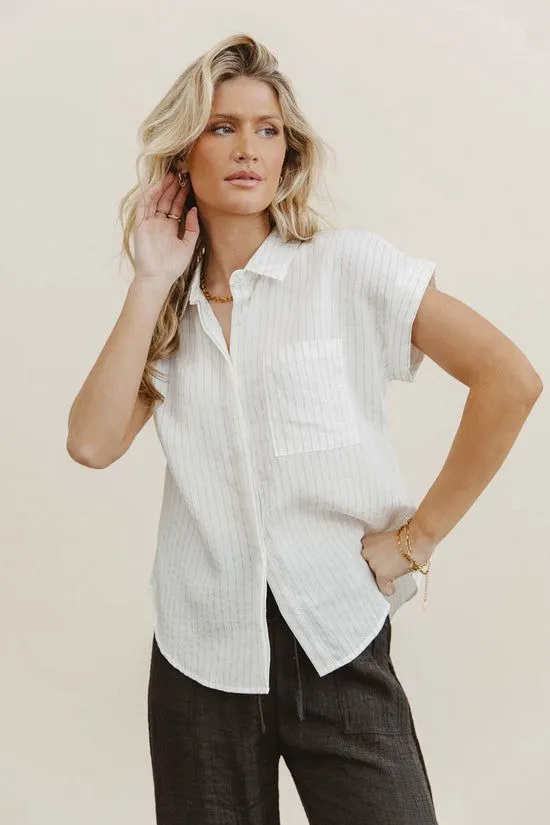 Bohme Kepner Pinstripe Top White Women Blouses