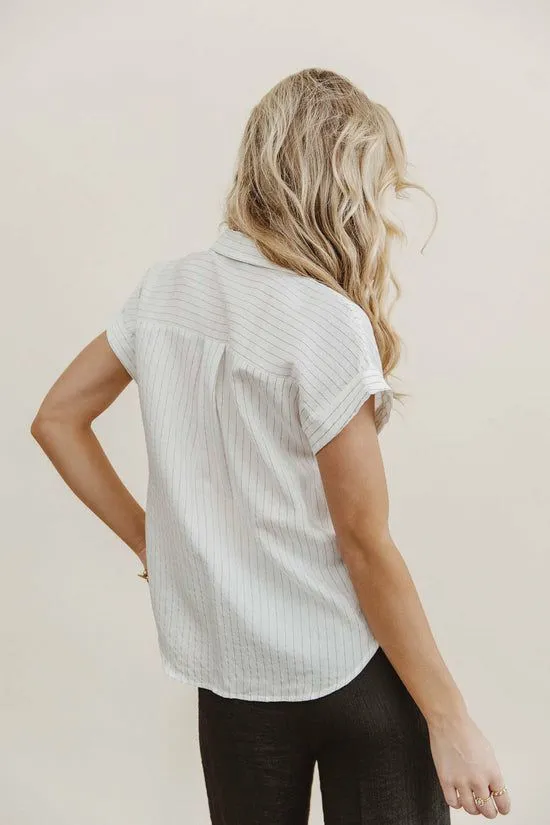 Bohme Kepner Pinstripe Top White Women Blouses