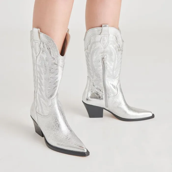 Boots and Booties Women Dolce Vita Ryland Boots Silver Distressed Leather