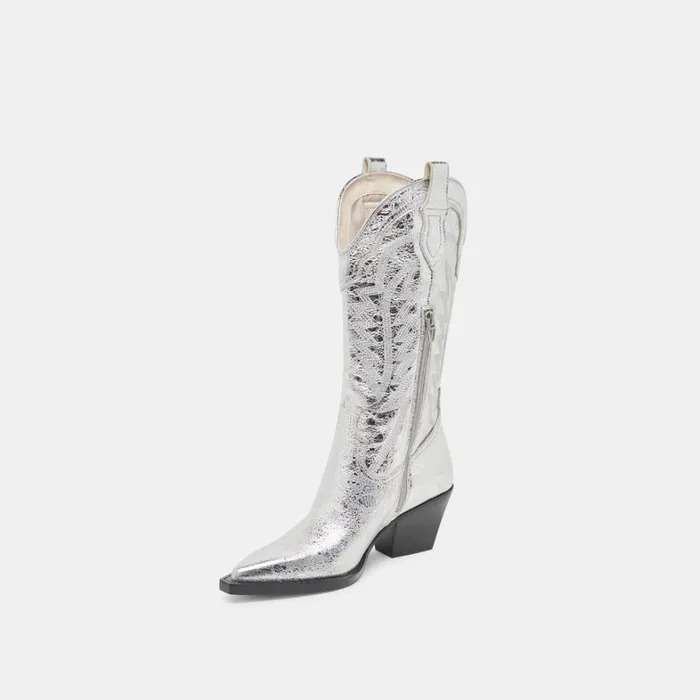 Boots and Booties Women Dolce Vita Ryland Boots Silver Distressed Leather