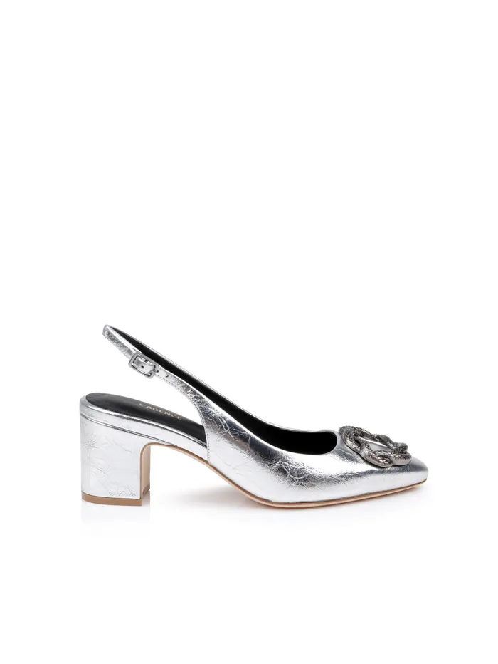 Elayne Patent Leather Slingback Silver Patent Leather Women L039Agence Heels