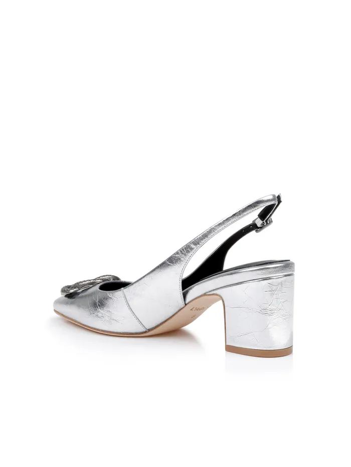 Elayne Patent Leather Slingback Silver Patent Leather Women L039Agence Heels Elayne Patent Leather Slingback Silver Patent Leather Women L039Agence Heels