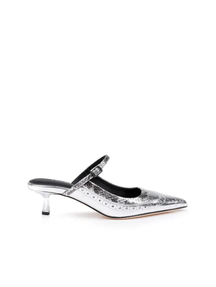 Elle Patent Leather Mule Silver Patent Leather Women L039Agence Heels