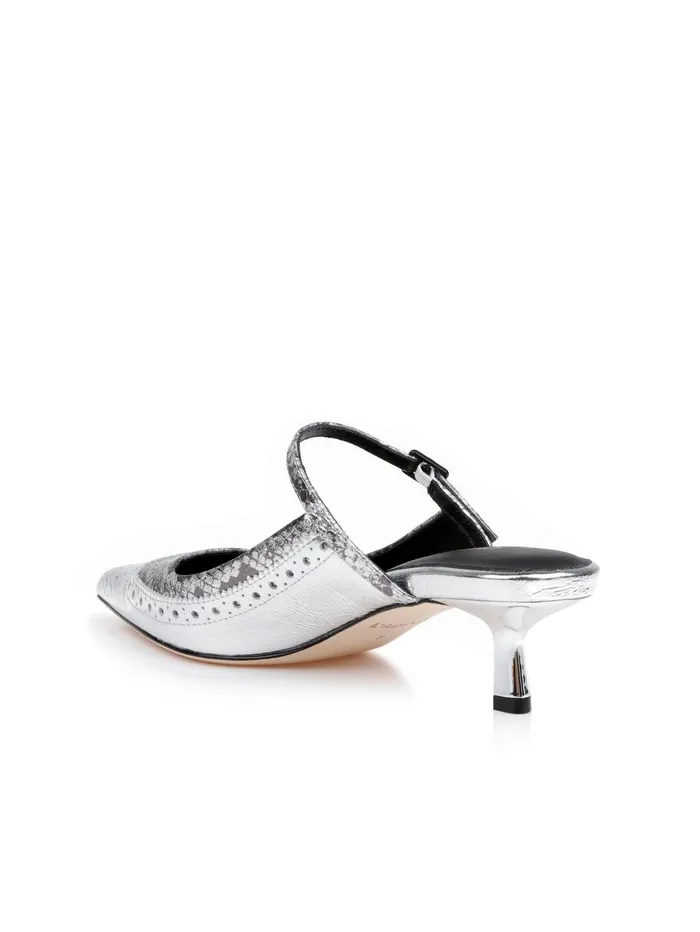 Elle Patent Leather Mule Silver Patent Leather Women L039Agence Heels Elle Patent Leather Mule Silver Patent Leather Women L039Agence Heels