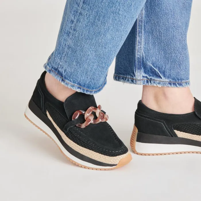 Flats and Loafers Women Dolce Vita Jadah Sneakers Onyx Suede