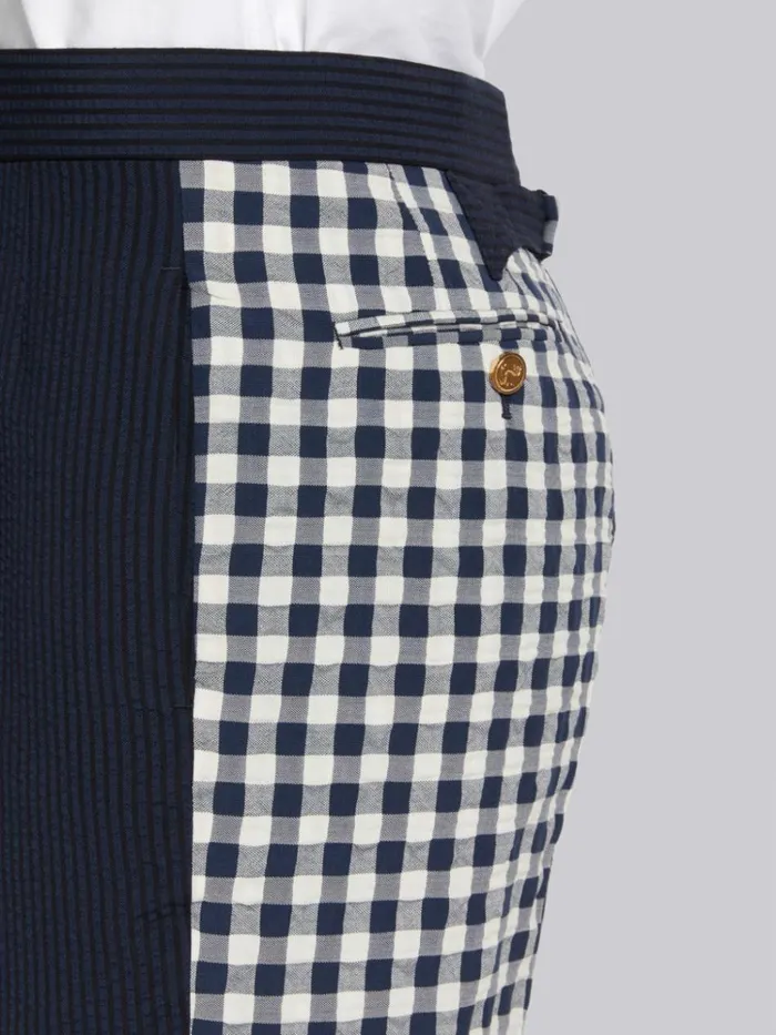 Funmix Wool Seersucker Classic Backstrap Short Navy Men Thom Browne Trousers