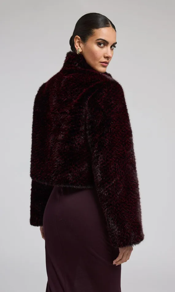 Generation Love Clothing Outerwear Women Roxi Faux Fur Bomber Blackwine