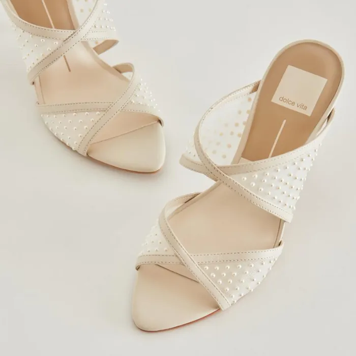 Heels Women Dolce Vita Mandel Pearl Heels Ivory Mesh