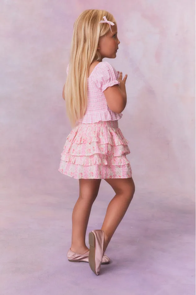 Kids Girls LoveShackFancy Girls Fragrance Print Cotton Billie Skirt Strawberry Macaroon Kids Girls LoveShackFancy Girls Fragrance Print Cotton Billie Skirt Strawberry Macaroon