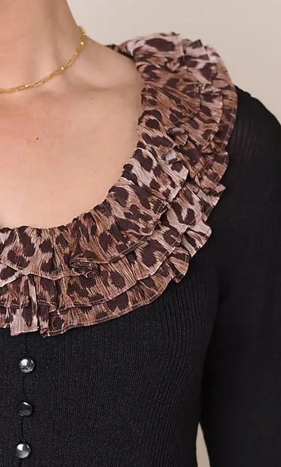 Laurel Black Leopard Mix Women RIXO Tops Laurel Black Leopard Mix Women RIXO Tops