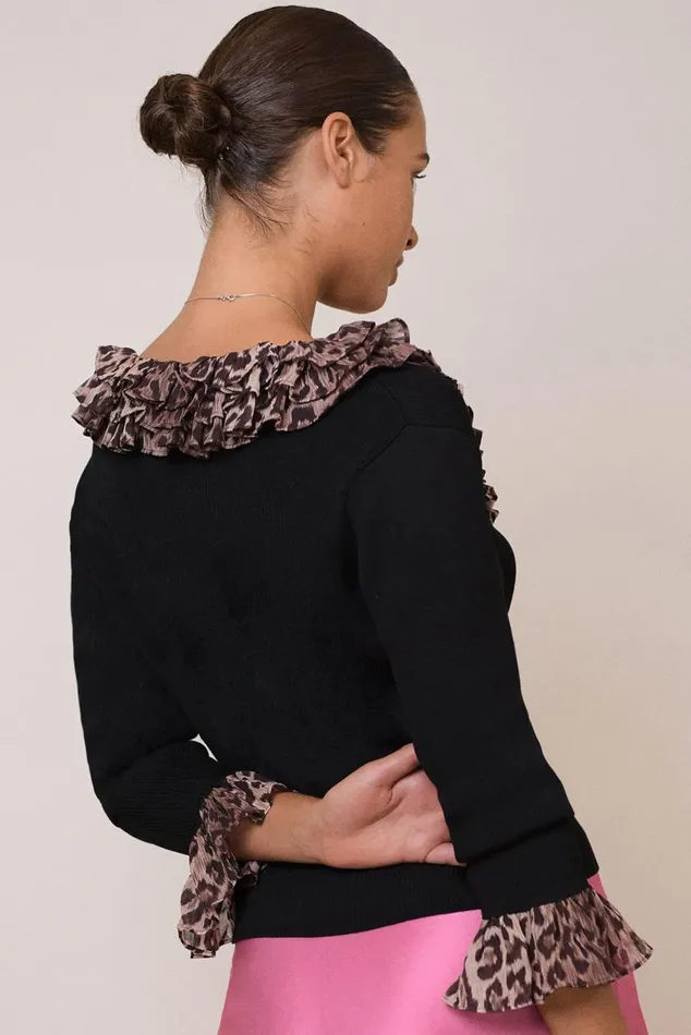 Laurel Black Leopard Mix Women RIXO Tops Laurel Black Leopard Mix Women RIXO Tops
