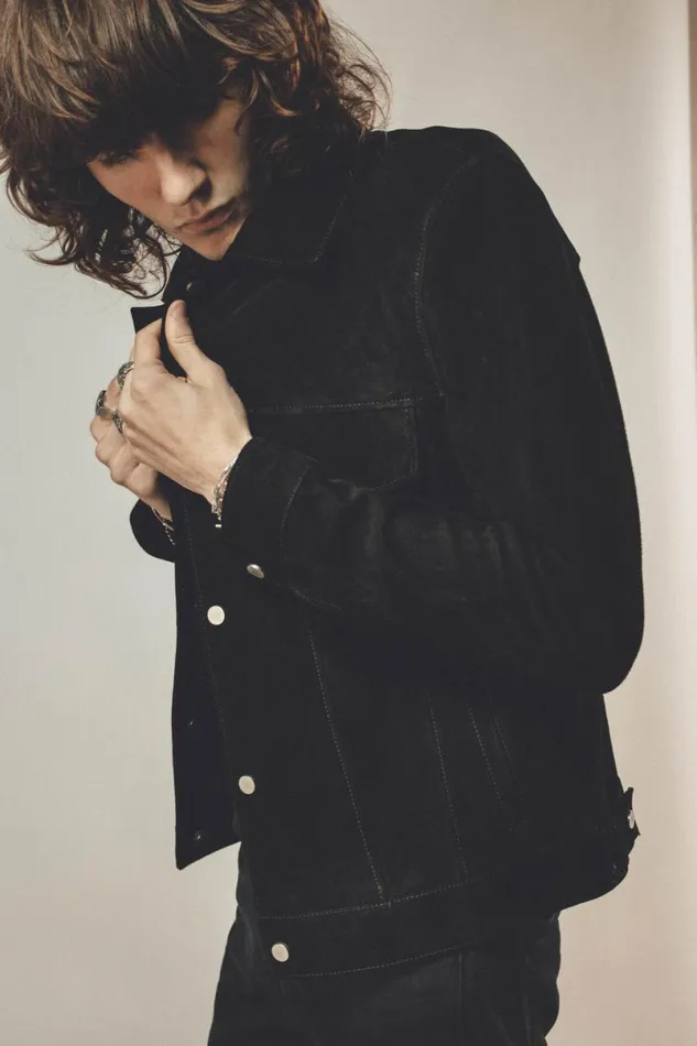 Men Suede Trucker Jacket OTHER LEATHER JACKETS