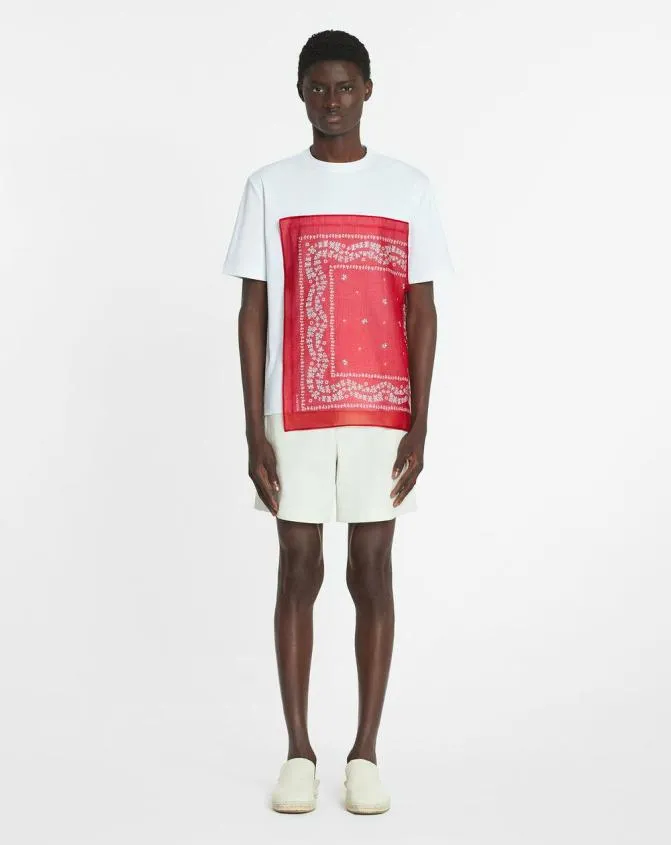 Men Tshirts and Polos Lanvin Bandana TShirt Optic White Men Tshirts and Polos Lanvin Bandana TShirt Optic White