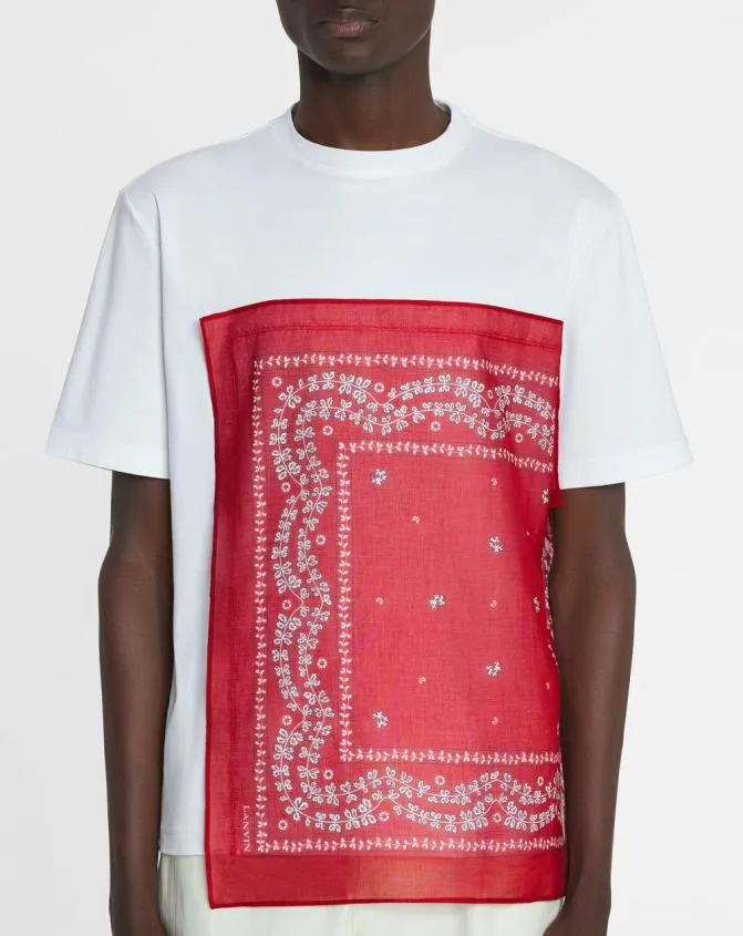 Men Tshirts and Polos Lanvin Bandana TShirt Optic White Men Tshirts and Polos Lanvin Bandana TShirt Optic White