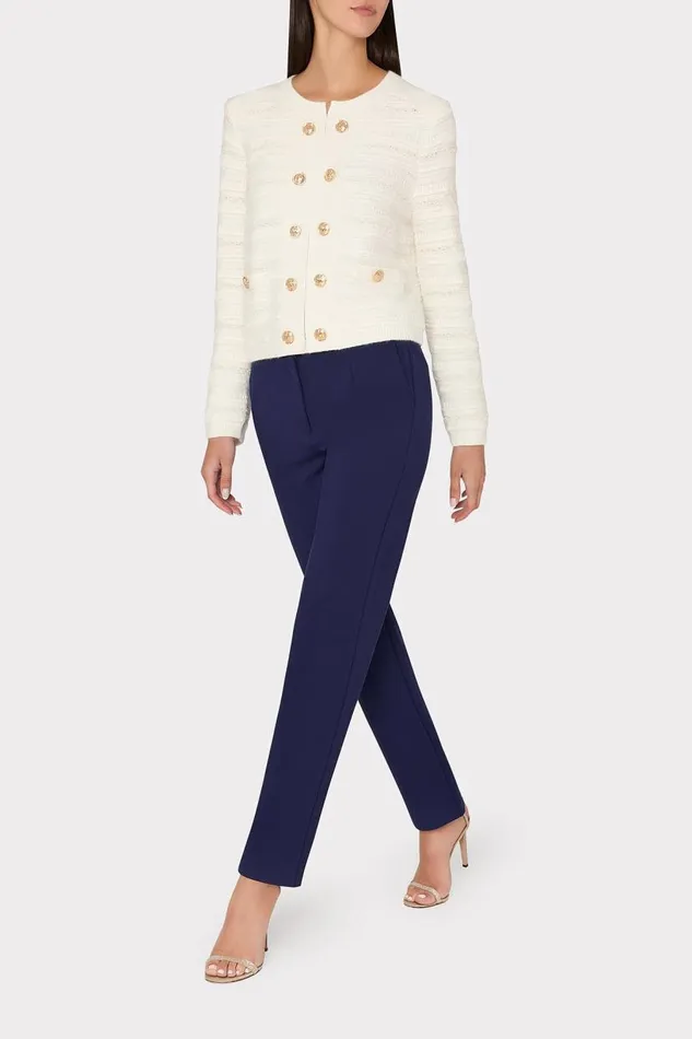 Milly Coats and Jackets Women Textured Knit Cardigan Ecru