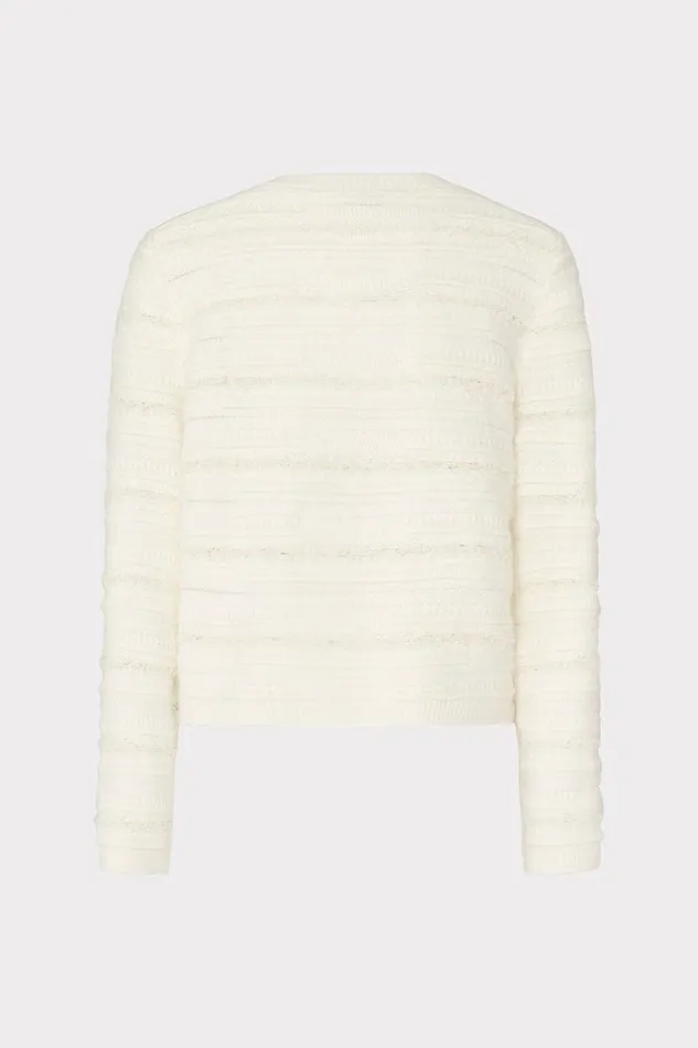 Milly Coats and Jackets Women Textured Knit Cardigan Ecru