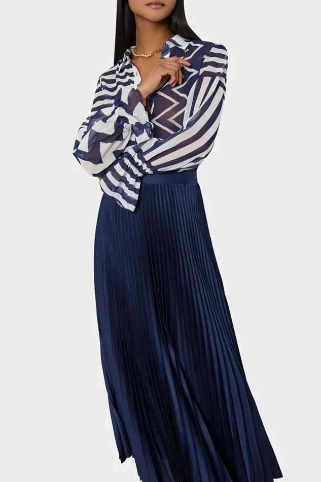 Milly Skirts Women Otha Satin Pleated Skirt Navy Milly Skirts Women Otha Satin Pleated Skirt Navy