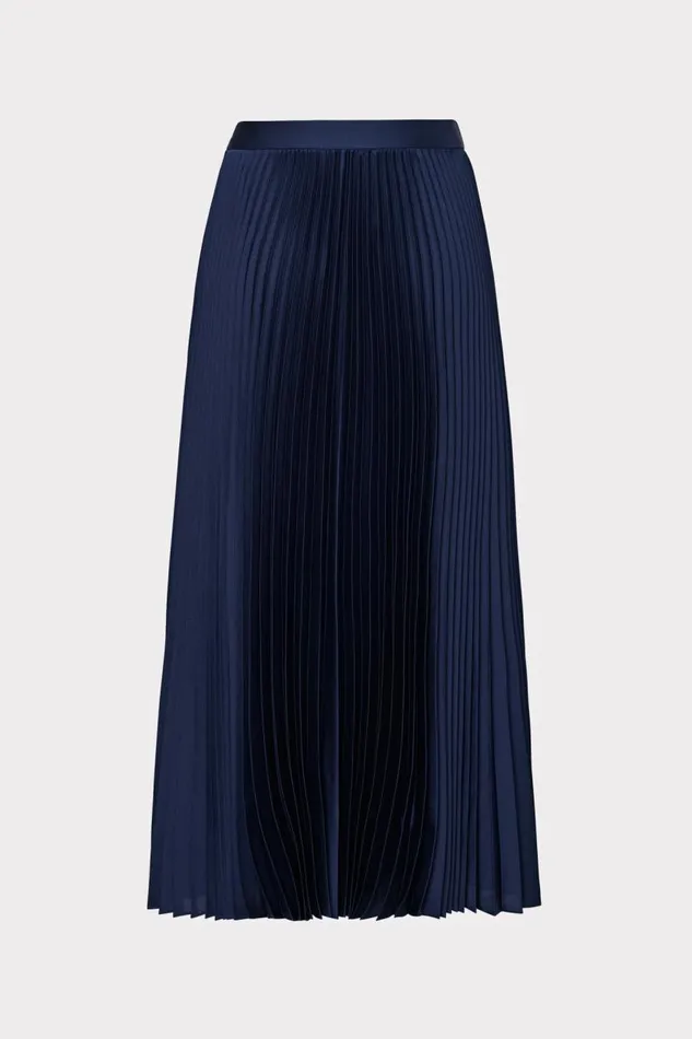 Milly Skirts Women Otha Satin Pleated Skirt Navy Milly Skirts Women Otha Satin Pleated Skirt Navy