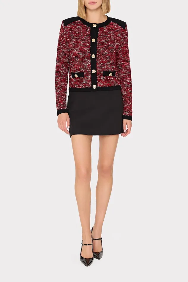 Milly Sweaters and Knits Women Kelly Textured Knit Cardigan Claret Milly Sweaters and Knits Women Kelly Textured Knit Cardigan Claret
