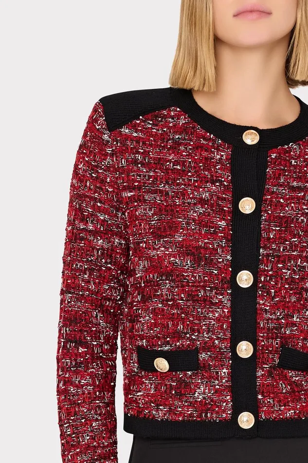 Milly Sweaters and Knits Women Kelly Textured Knit Cardigan Claret Milly Sweaters and Knits Women Kelly Textured Knit Cardigan Claret