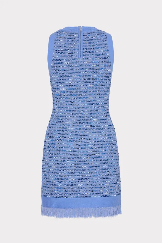 Milly Sweaters and Knits Women Textured Fringe Knit Mini Dress Blue Milly Sweaters and Knits Women Textured Fringe Knit Mini Dress Blue