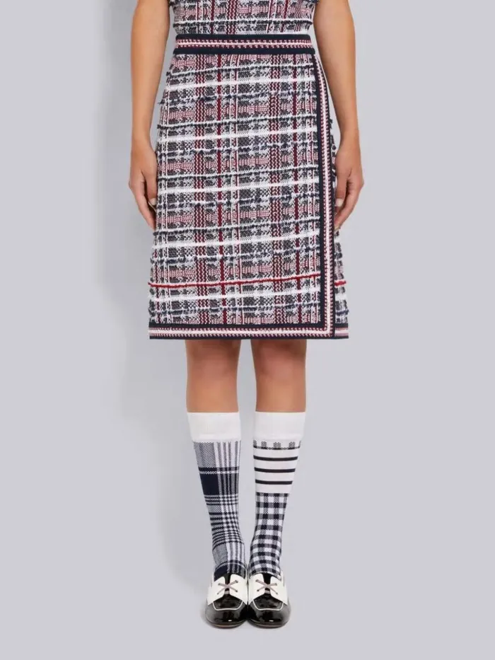 Multicolor Hairline Madras Check Jacquard Stripe Inlay Aline Knee Length Skirt Rwbwht Women Thom Browne Skirts Multicolor Hairline Madras Check Jacquard Stripe Inlay Aline Knee Length Skirt Rwbwht Women Thom Browne Skirts