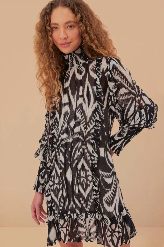 Pineapple Ikat Black Mini Dress Women FARM Rio Mini Dresses Pineapple Ikat Black Mini Dress Women FARM Rio Mini Dresses