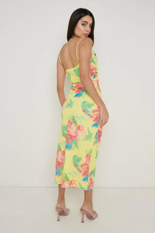 Pretty Lavish Dresses Keisha Ruched Midaxi Dress Lemon Abstract Floral 8211 Women