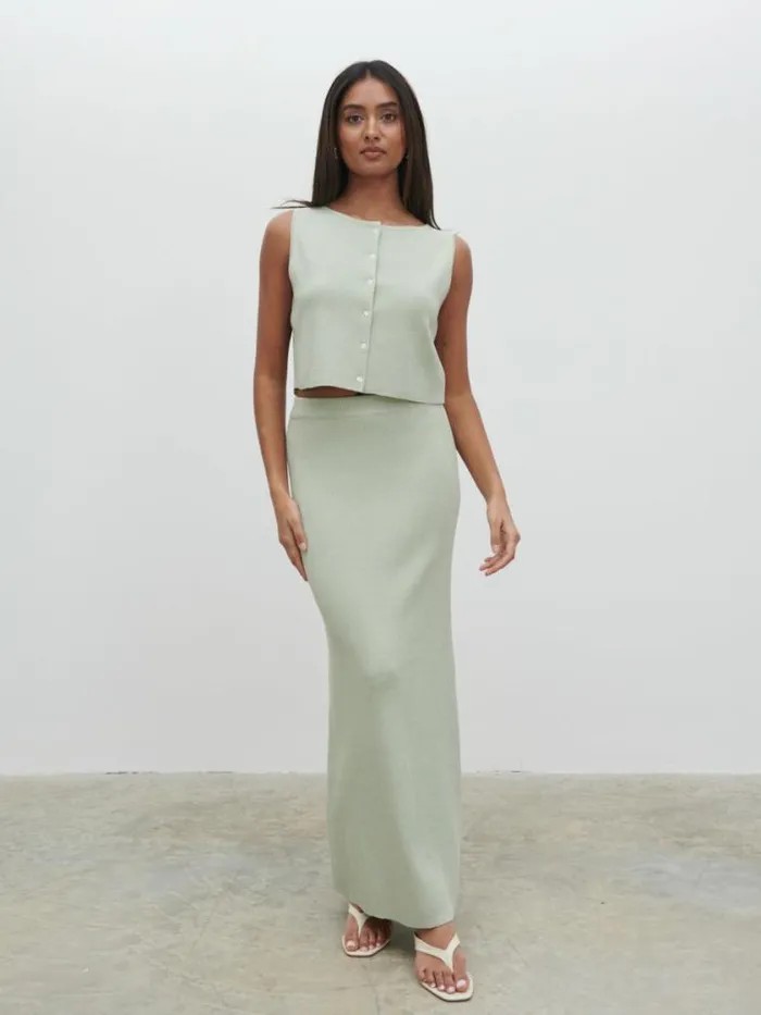 Pretty Lavish Knitwear Jasmin Knit Waistcoat Green 8211 Women