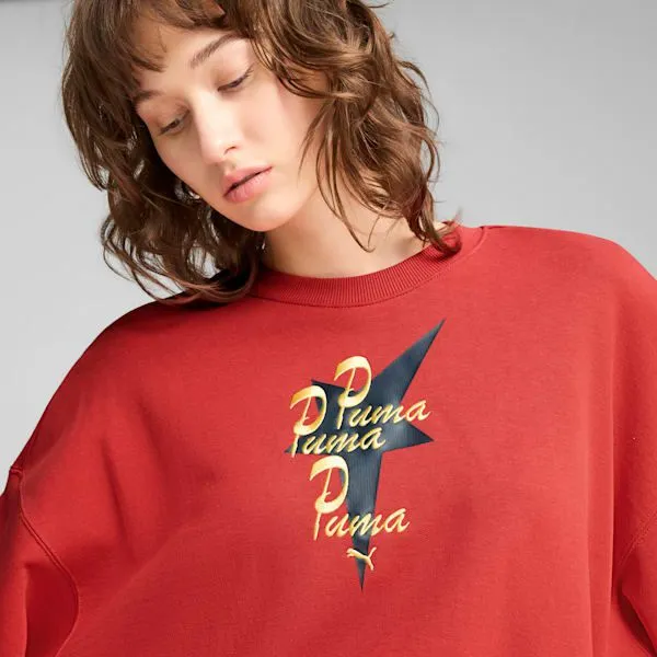 Puma Hoodies and Sweatshirts ROAD TO UNITY 039s Oversized Crew Sweatshirt Red Fire 8211 Women Puma Hoodies and Sweatshirts ROAD TO UNITY 039s Oversized Crew Sweatshirt Red Fire 8211 Women