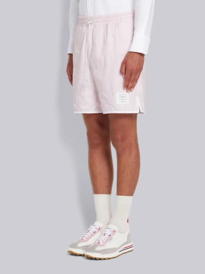 Quilted Ripstop Jersey Lining Track Short Light Pink Men Thom Browne Trousers
