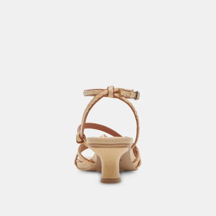 Sandals Women Dolce Vita Bev Braid Wide Heels Brown Natural Jute