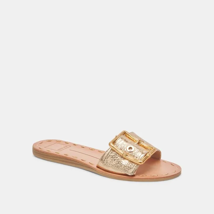 Sandals Women Dolce Vita Dasa Wide Sandals Gold Crackled Leather