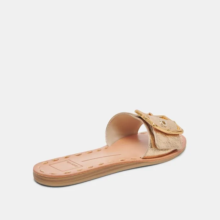 Sandals Women Dolce Vita Dasa Wide Sandals Gold Crackled Leather