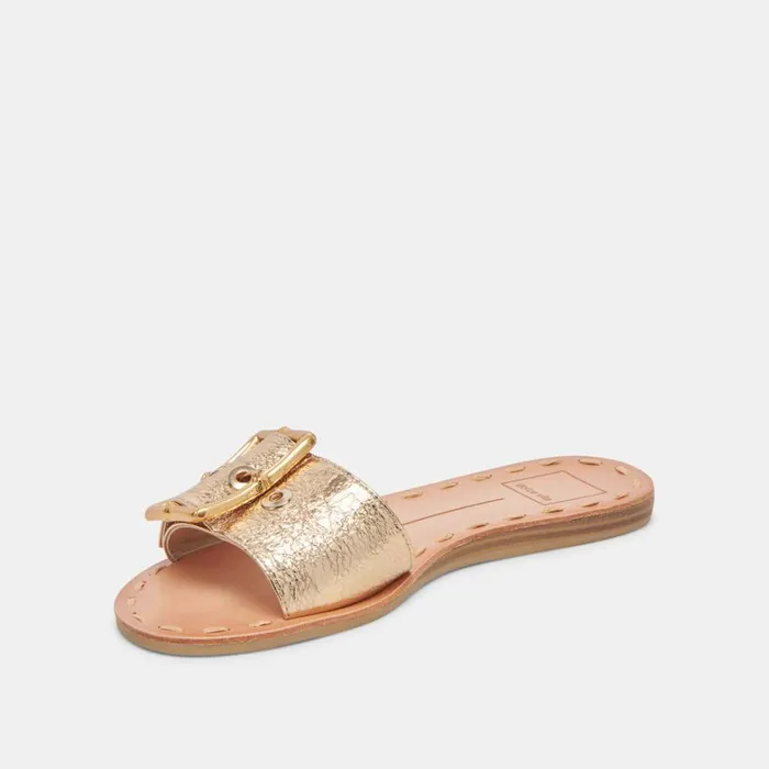 Sandals Women Dolce Vita Dasa Wide Sandals Gold Crackled Leather