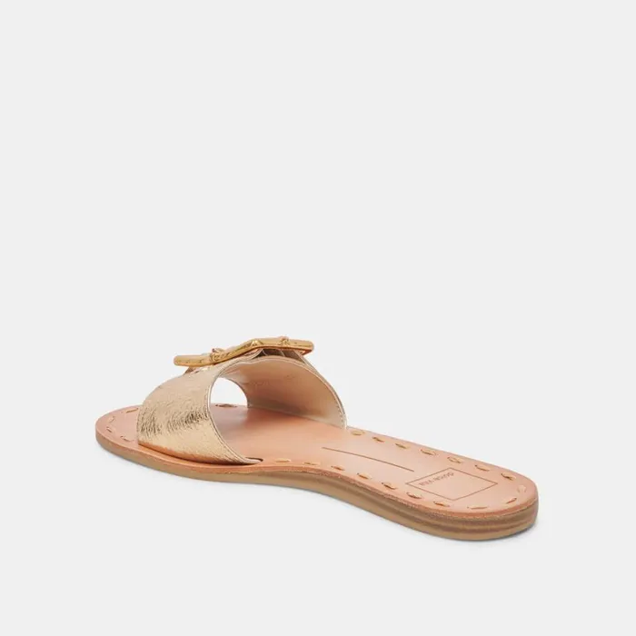 Sandals Women Dolce Vita Dasa Wide Sandals Gold Crackled Leather