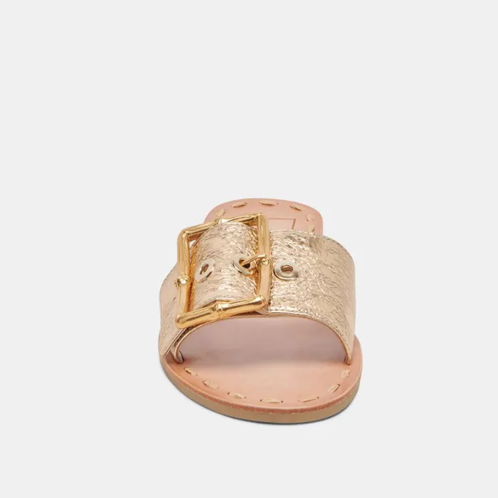 Sandals Women Dolce Vita Dasa Wide Sandals Gold Crackled Leather